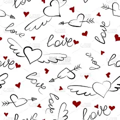 手绘涂鸦爱情无缝图案，适用于婚礼，情人节壁纸，背景设计