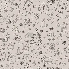 无缝涂鸦背景，圣诞，新年，寒假图案。