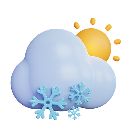 雪云与太阳 3d 图标
