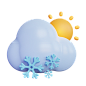 雪云与太阳 3d 图标