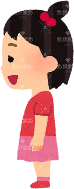 站立的小男女孩子的插图，从各个角度看，包括向前、向后、侧面和鸟瞰图stand3_side02_girl男孩女孩子儿童表情包动作姿势贴纸扁平儿童插画元素卡通免扣png图片素材