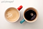 饮食,影棚拍摄,咖啡,黑咖啡,两个物体_153328299_Black and white cups of coffee_创意图片_Getty Images China