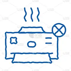 破碎的打印机涂鸦图标手绘插图