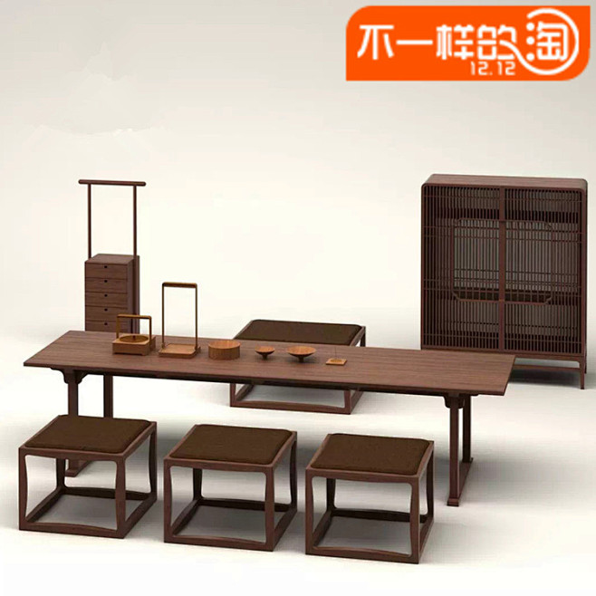 仿古明清实木茶桌书桌新中式实木家具 禅意...