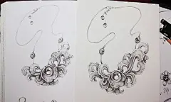 我想，每一个女孩子都会想要有一串自己的首饰吧？虽然那些样式复杂的们如果要想在平时佩戴，可能会显得有些浮夸。不过，通过画笔画下来，过一过手隐，也是好的呀！那些镂空卷曲的金属装饰，在画的时候也会觉得掌控不好。但是一旦开始描绘细节的时候，就会不知不觉投入到其中去了。因为总觉得，画的足够细致，那么这件首饰似乎就会越加的精致了！这种自己亲手“打造”出来的感觉，真的觉得很美好！@北坤人素材
