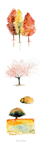 Key To Open The Forest：来自意大利插画师 Ireart  via的27种树的水彩画法素材
#水彩##树的画法##水彩风景##手绘# ​​​​