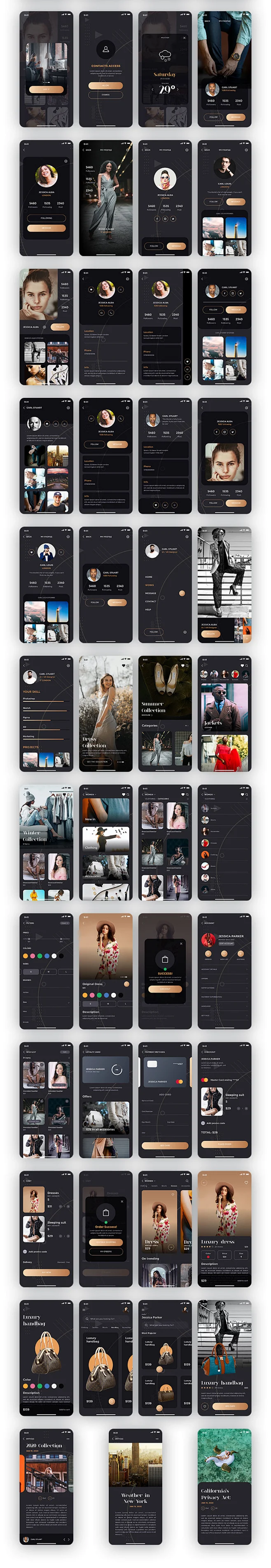 时尚音乐博客商务相册通话登录功能App移动UI界面设计sketch素材-花瓣网