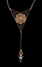 ☯☮ॐ American Hippie Bohemian a Jewelry ~ Art Nouveau spider web necklace, ca. 1900: