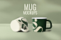 马克杯广告Logo展示样机 Mug mockup in green G alphabet advertisement-设汇