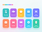 Main Icons Design of Popular Science Mini APP colors cards application mini app logo app expression car smart voice panoramic autopilot transportation transition fish robot voice recognition face recognition 3d printing icon