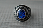 蓝色锆石纯银古董戒指