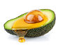 isolated avocado with oil