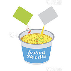 instant noodles in cook processing. vector illustration