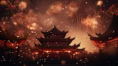 喜庆灯笼古风建筑背景素材图
