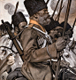 shear-in-spuh-rey-shuhn:
“ J.C. LEYENDECKER
Russian Cossacks Marching To The Front
”