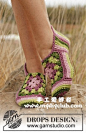 Granny Rose Crochet slippers with stripes and granny squares