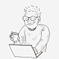 简笔画喝咖啡的男士png免抠素材_新图网 https://ixintu.com 简笔画 铅笔画 戴眼镜的男士 咖啡 工作 喝咖啡人物