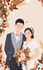 婚礼插画｜秋日焦糖色系手绘请柬_MAXYEYI__插画师作品_涂鸦王国gracg.com