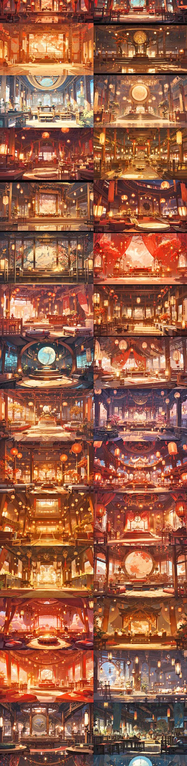 AI古风宫殿室内场景插画素材 国风影视游戏场景设定图集 背景设计-淘宝网-花瓣网