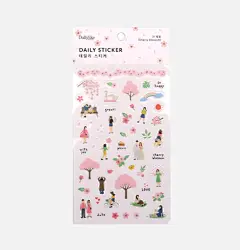 韩国dailylike樱花人物情侣男女樱花树彩虹图案塑料装饰贴纸-淘宝网