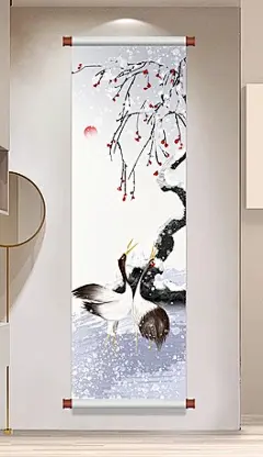 手简约插画古风仙鹤江南意境新中式装饰画