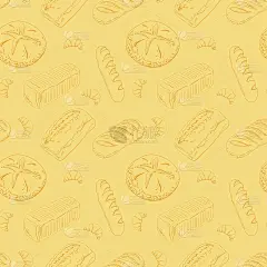 不同类型的手绘面包和牛角包