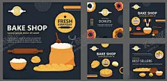 面包店元素插画 【酷图网】面包店,蛋糕,杯子,勺子,标签,装饰,插画,甜点,面粉,搅拌器,烤箱,招牌,托盘,饼干,糕点