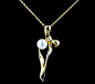Mikimoto Bow 18k Yellow Gold Akoya Pearl & Diamond Pendant Necklace - Jewellery Catalog - Xupes
