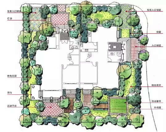 转采于2018-03-17 21:23:56手绘别墅庭院设计图景观-别墅平面yh墨荷同