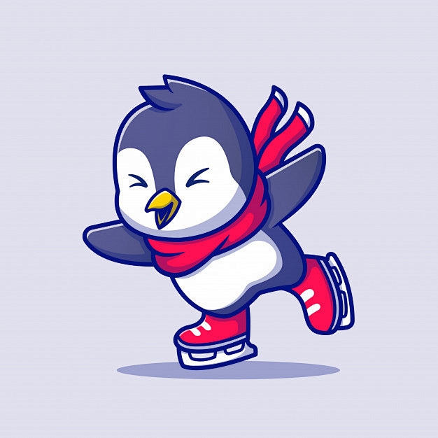 溜冰的企鹅，卡通矢量图插画矢量图素材