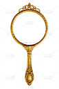 手镜,镜子,垂直画幅,正面视角,美,黄金,古董,彩妆,古老的,黄铜