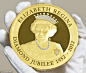 纪念伊丽莎白二世女王即位60周年的镶有100多颗钻石的24K金币