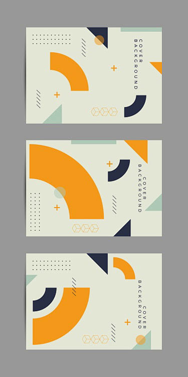 多彩艺术抽象几何形状孟菲斯风格卡片封面海...