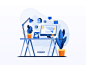 Work & Office Illustrations flat gradient icon mobile tablet illustrations character design visual  identity design exploration bright color combinations illustration pack work office environment user interface ui user experience minimal clean design 