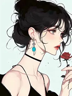 朱砂痣｜玫瑰女生头像插画｜A065_2_Maomao Ai铺子_来自小红书网页版