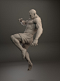 Kickboxer - Anatomy Study, Rafael John : Anatomy study, adding motion so I can do some "problem solving" also.
Started from a sphere in zbrush, pulled out the limbs straight into pose. And everything was "symmetry off" from that point.
