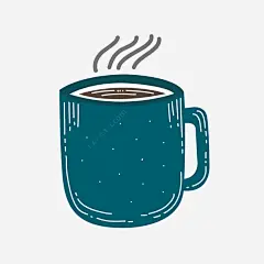 蓝色杯子中的热咖啡png免抠素材_新图网 https://ixintu.com 卡通杯子 热饮 矢量图 手绘杯子 蓝色杯子 咖啡