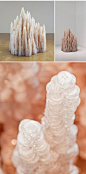 Bunches of acrylic rods, and stacks of buttons. This is the breathtaking work of Brooklyn based installation artist Tara Donovan.