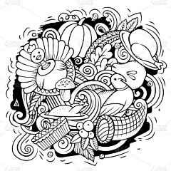 感恩节手绘卡通涂鸦插画。