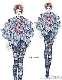 手绘时装插画  @丁香-NINA