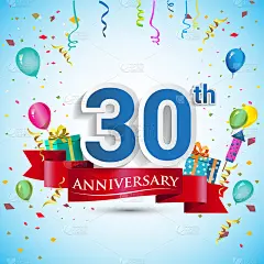 周年庆典设计，包括礼盒及气球，红丝带