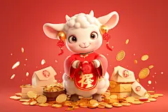 十二生肖Q版羊立体动物形象