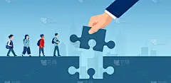 向量的老师手握拼图片，填补了儿童小学教育的差距