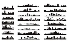 城市剪影现代都市高楼大厦  - 源文件下载【酷图网】城市剪影,城市插画,现代城市,现代都市,都市剪影,摩天大楼,高楼大厦,楼房剪影