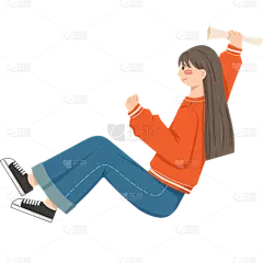 扁平风教育主题人物插画-女生试卷