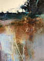 Daily Painters Abstract Gallery: Contemporary Abstract Landscape Painting "Serenity" by Intuitive Artist Joan Fullerton