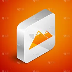 分离着色,山,橙色,图标,商务,雪,岩石,户外,天空,复古