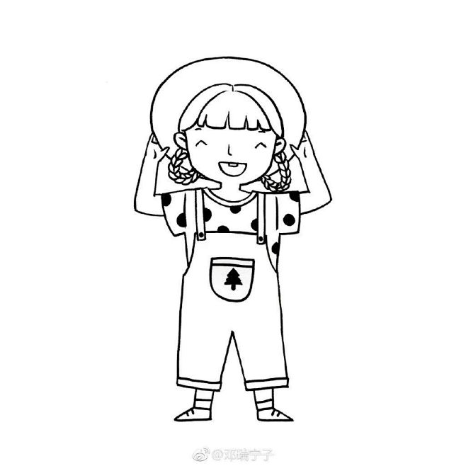 手账简笔画一组可爱小女孩的黑白线稿仙吕们简笔画小课堂又上课了今天