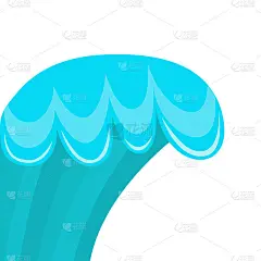 海洋海浪。冲浪水模板。大的挥舞着。可爱的卡通婴儿风格。蓝色背景。平面设计。孤立。
