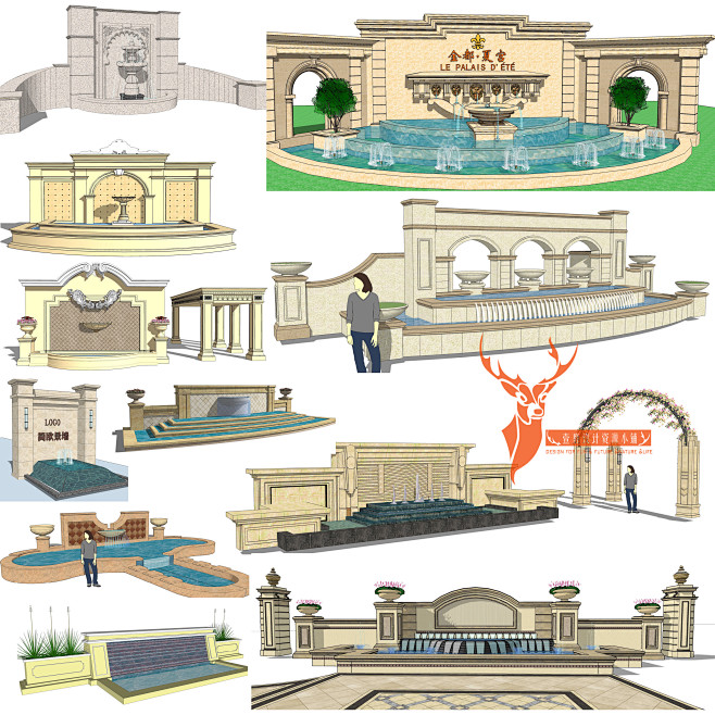 欧式喷泉小景合集一
sketchup草图...